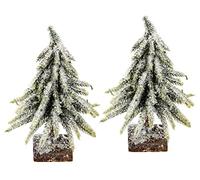 Mini albero di Natale artificiale ghiacciato e innevato su base in legno, neve artificiale, piccolo albero di Natale, decorazione da tavolo, albero di Natale artificiale, abete artificiale, abete