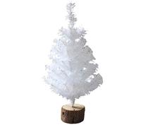 Mini albero di Natale da tavolo, piccolo albero di Natale bianco con base in legno per la casa e il desktop.