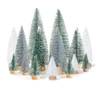 Mini albero di Natale decorativo, 16 pezzi, verde, argento, bianco, artificiale, miniatura, albero di Natale smerigliato, 4,5/10/15 cm, per decorazioni natalizie, decorazione da tavolo, fai da te,