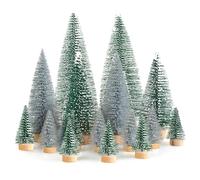 Mini albero di Natale decorativo per albero di Natale, verde, argento, artificiale, in miniatura, 4,5/10/15 cm, per decorazioni natalizie, decorazione da tavolo, fai da te, villaggio di Natale