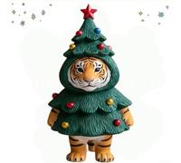 Mini albero di Natale in resina a forma di animale, decorazione da tavolo, stravagante, per scrivania, ufficio, camera da letto, verde, 10 cm, decorazione natalizia per la casa, in resina, 1 pezzo (il