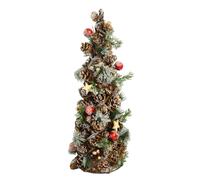 Mini Albero di Natale innevato con bacche rosse e pigne cm Ø19xh50