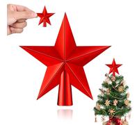 Mini Albero di Natale Topper Puntale Puntale per albero di Natale a Forma di Stella, per Decorazione Albero di Natales (Rosso E)