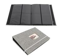 Mini album fotografico da 3 pollici, custodia in cotone e lino, album di carte, biglietti preferiti, 208 tasche, album di souvenir di grande capacità per la raccolta di carte di (Grey)