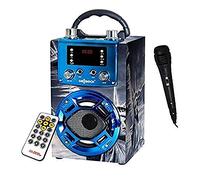 Mini altoparlante New York portatile Karaoke. Altoparlanti con radio FM Microfono USB MP3. Altoparlante con Bluetooth Collegamento al Cellulare. Batteria di Litio Ricaricabile.