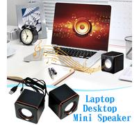Mini altoparlante USB a cubo per computer, confezione da 2, audio portatile da scrivania per PC e laptop - Mini cassa acustica per ufficio, giochi e