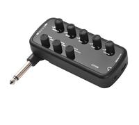 Mini amplificatore per chitarra elettrica per basso cuffia portatile amplificatore per chitarra distorsione pulita riverbero overdrive con 3 effetti simulazioni di altoparlanti (Nero)