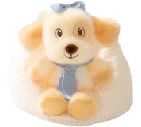 Mini animale di pezza sdraiato con cravatta e sciarpa coordinata, simpatico ornamento di peluche in tre stili di cucciolo di gatto volpe, piccola decorazione for la scrivania e regalo di festa(Puppy)