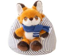 Mini animale di pezza sdraiato con cravatta e sciarpa coordinata, simpatico ornamento di peluche in tre stili di cucciolo di gatto volpe, piccola decorazione for la scrivania e regalo di festa(Fox)