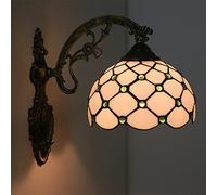 Mini Applique Da Parete Tiffany Da 8 Pollici Per Corridoio, Lampada Da Parete Con Perline Color Ambra Color Crema, Lampada Da Parete In Bronzo Antico Per Camera Da Letto, Bar, Scala Della Fattoria