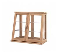 Mini Armadio Espositivo in Miniatura Vetrina Mobile Credenza Scaffale in Legno Ciliegio con Tre Ripiani Pannelli, C-Ciliegio Grezzo, size to 1