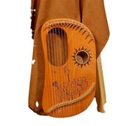 Mini arpa a lira a 16 note - Strumento musicale portatile for principianti, a forma di liuto con motivo a loto, lira compatta in scatola for la casa e il viaggio