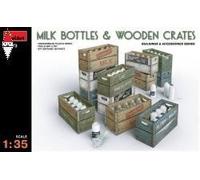 MINI ART 1/35 MILK BOTTLES AND WOODEN CRATES