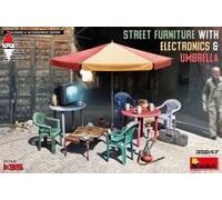 MINI ART 1/35 STREET FURNITURE WITH ELECTRONICS AND UMBRELLA