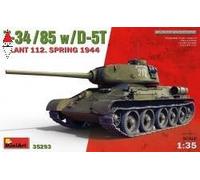 1:35 Miniart Kampfpanzer T-34/85 Tank Military Spring 1944 Kit MA35293 Modellino
