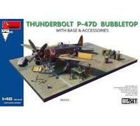 Miniart 48018 - 1:48 Thunderbolt P-47D Bubbletop W/ Base & Accessories. Big Set