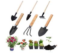 Mini Attrezzi da Giardino, 6 Pezzi Mini Giardinaggio Attrezzi Set di Attrezzi da Piante Piccola Rastrello Pala con Manico in Legno per Piante in Vaso di Fiori piantine di Piante Bonsai