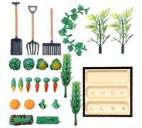 Mini attrezzi da giardino decorazioni per casa delle bambole in miniatura Mini pala rastrello modello di fattoria piccolo ornamento statuette di verdure in resina scena di campo paesaggio decorazione