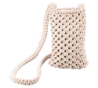 Mini bag da spiaggia con tracolla, intrecciata in cotone 13x20 cm, sabbia, Macramè