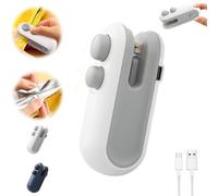 Mini Bag Sealer, 2 in 1 Heat Sealer with Cutter,Portable Handheld Chip Bag Sealer Heat Sealer for Snacks Candies Plastic Bag Food Storage,Heat Seal Vacuum Sealer Kitchen Gadget (White, 1 pcs)