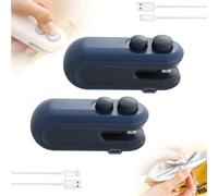 Mini Bag Sealer and Cutter, 2 in 1 USB Rechargeable Bag Sealers Heat Seal Cutter,Portable Resealer Machine for Plastic Bag Snack Bag Food Storage (Blue+Blue(2Pcs))