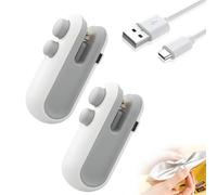 Mini Bag Sealer and Cutter Rechargeable, 2025 New Rechargeable 2 in 1 Heat Sealer, Magnetic design, Easy to Use, Portable Mini Vacuum Sealer for Food Chips and Other Food Bags (White*2)