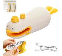 Mini Bag Sealer, Cute duck shape mini heat sealer, 3-in-1 Portable Handheld Vacuum Sealing Machine, Magnetic and Hanging Food Bag Sealers, rechargeable kitchen gadget (1PCS)