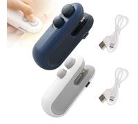 Mini Bag Sealer with Cutter and Magnet, Rechargeable Bags Sealing Machine, Mini Bag Sealer Heat Seal Tool for Snacks Vegetable Fresh Storage (White+Blue)