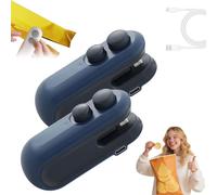 Mini Bag Sealer with Cutter and Magnet, Rechargeable Mini Bag Sealer, 2 in 1 Rechargeable Handheld Vacuum Heat Sealer for Snacks, Chips, Food Freshness Storage (2Pcs-Blue)