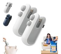 Mini Bag Sealer with Cutter and Magnet, Rechargeable Mini Bag Sealer, Small Household Portable Snack Plastic Heat Sealing Machine for Snacks, Chips, Food Freshness Storage (White 2pcs)