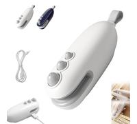 Mini Bag Sealer with Cutter and Magnetic, Bag Sealer Rechargeable, 2 in 1 Chip Clips for Plastic Bags Snack Bags Food Storage (White)