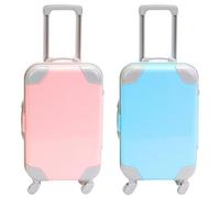 Mini bagagli2pcs Mini Valigia Valigia realistica Festa di Favore Box Bagagli Aperti con Biella estendibile e Ruota Mobile per Regali per Ragazze delle Bambole, Stile 1