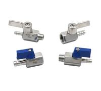 Mini Ball Valve 304 Stainless Steel Sanitary 1/8" 1/4" 3/8" 1/2" to 8/10/12mm Hose Barb BSP Thread 2 Way For Water Gas Oil(1/4",FEMALE_8MM_BLUE HANDLE)