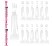 Mini balsamo per le labbra, 12 pezzi, 8 ml, trasparente, vuoto, con 2 siringhe da 5 ml, balsamo per labbra ricaricabile, in plastica, per cosmetici