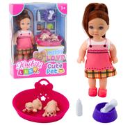 Mini bambola con due cagnolini e accessori