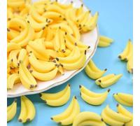 Mini banane artificiali gialle in plastica, 35 pezzi, graziose banane in scala 1/12, realistiche, mini frutta finta per mini casa, cucina, giardino, decorazione per casa delle bambole, accessori