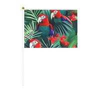 Mini bandiera a forma di pappagallo tropicale con asta solida, colore vivace e resistente allo sbiadimento, bandiere a mano con lancia