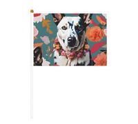 Mini bandiera bianca a forma di fiore per cani da bestiame, colore vivace e resistente allo sbiadimento, bandiere tenute in mano con lancia