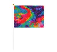 Mini bandiera colorata con motivo tie-dye bianco solido palo - colori vivaci e resistente allo sbiadimento - bandiere tenute in mano con lancia