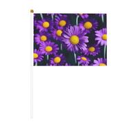 Mini bandiera con margherita viola, asta solida, colore vivido e resistente allo sbiadimento, bandiere tenute in mano con lancia