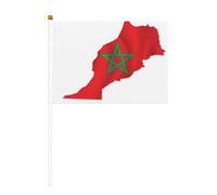 Mini bandiera del Marocco con asta solida, colore vivace e resistente allo sbiadimento, bandiere a mano con lancia