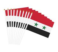 Mini bandiera della Repubblica araba siriana su bastone, 12,7 x 20,3 cm, decorazione per feste, parate, festival, eventi