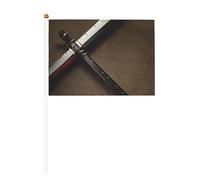Mini bandiera giapponese con spada samurai bianca, con asta solida, colori vivaci e resistente allo sbiadimento, bandiere tenute in mano con lancia