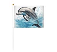 Mini bandiera palmare con delfino oceano che ti guarda, per giochi sportivi e festival, decorazione da parata, 14 x 20,8 cm