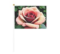 Mini bandiera rustica con rose bianche, con asta solida, colori vivaci e resistenti allo sbiadimento, bandiere tenute in mano con lancia