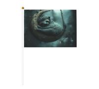 Mini bandiere a forma di bradipo addormentato, resistenti, 14 x 20 cm, piccole bandiere su bastoni per esterni, cortile e giardino, confezione da 6 e 10 pezzi