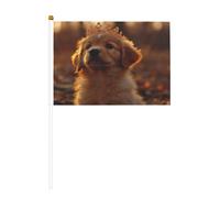 Mini bandiere a forma di cane sotto il tramonto, resistenti, 14 x 20 cm, piccole bandiere su bastoni per esterni, cortile e giardino, confezione da 6 e 10 pezzi