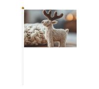 Mini bandiere a forma di cervo, resistenti, 14 x 20 cm, piccole bandiere su bastoncini per esterni, cortile e giardino, confezione da 6 e 10 pezzi
