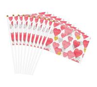 Mini bandiere a forma di cuore rosa oro su bastone 12,7 x 20,3 cm, decorazione per feste, parate, festival, eventi e celebrazioni