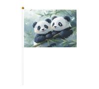 Mini bandiere a forma di panda, resistenti, 14 x 20 cm, piccole bandiere su bastoncini per esterni, cortile e giardino, confezione da 6 e 10 pezzi
